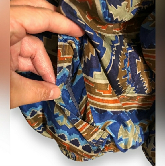 BOGARI Native Tribal Print Silk Bomber Jacket VINTAGE - Picture 9 of 11